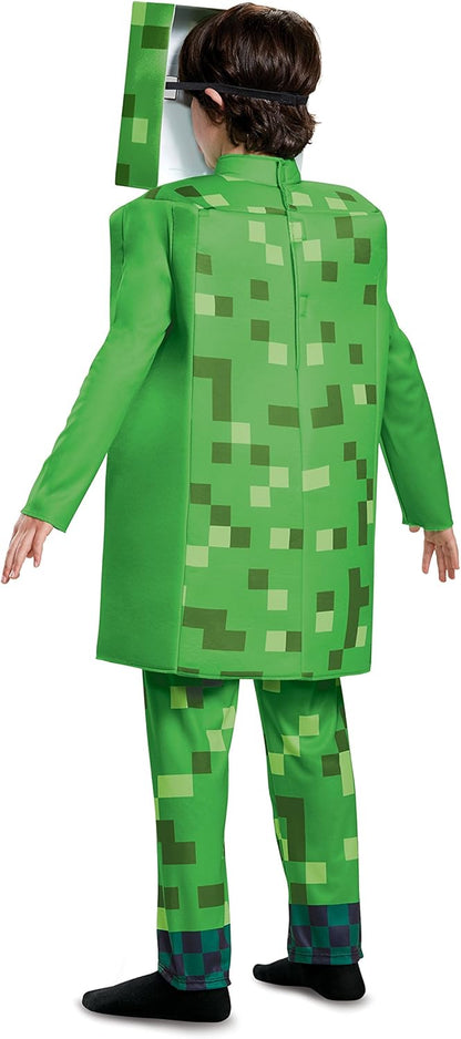 Disguise Deluxe Creeper Minecraft Costume For Kids, Halloween Costumes For Kids Available In Sizes S, M and L