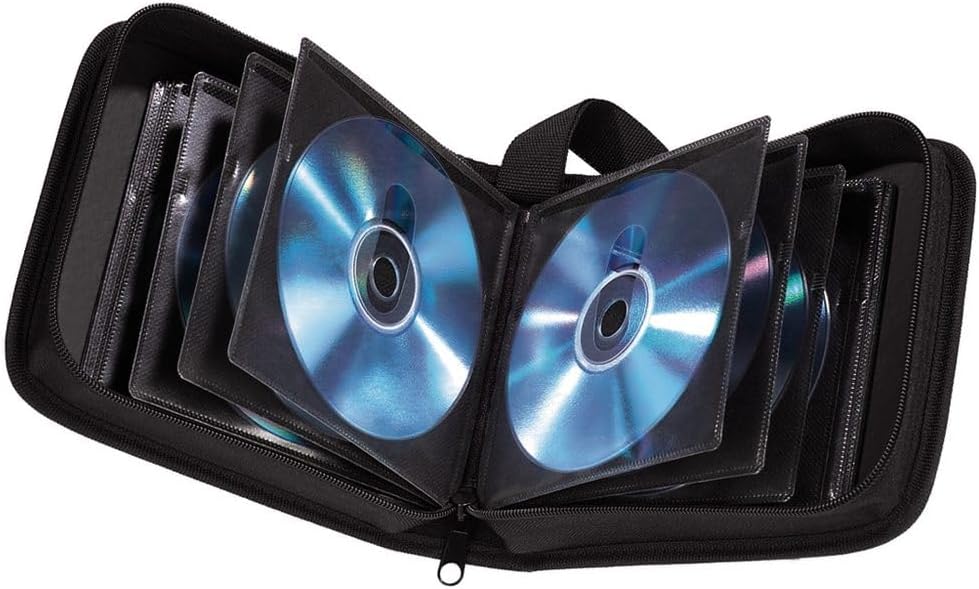 Hama CD Wallet for 32 Discs | CD/DVD/Blu-Ray | Folder for Storage, Space-Saving for The Office, Car and at Home | Black
