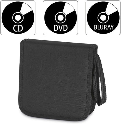 Hama CD Wallet for 32 Discs | CD/DVD/Blu-Ray | Folder for Storage, Space-Saving for The Office, Car and at Home | Black