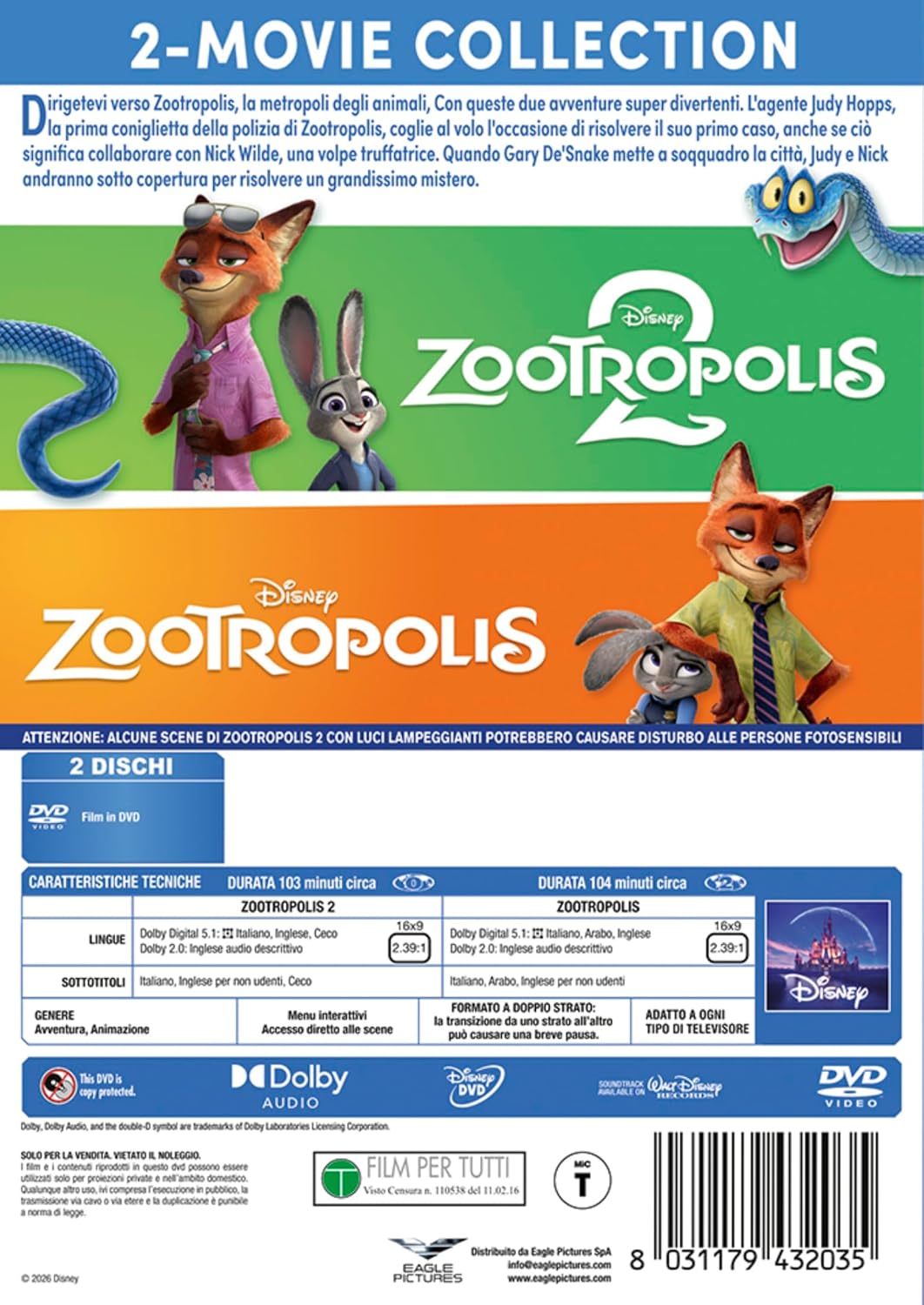 Dvd Zootropolis 1-2 (2 Dvd