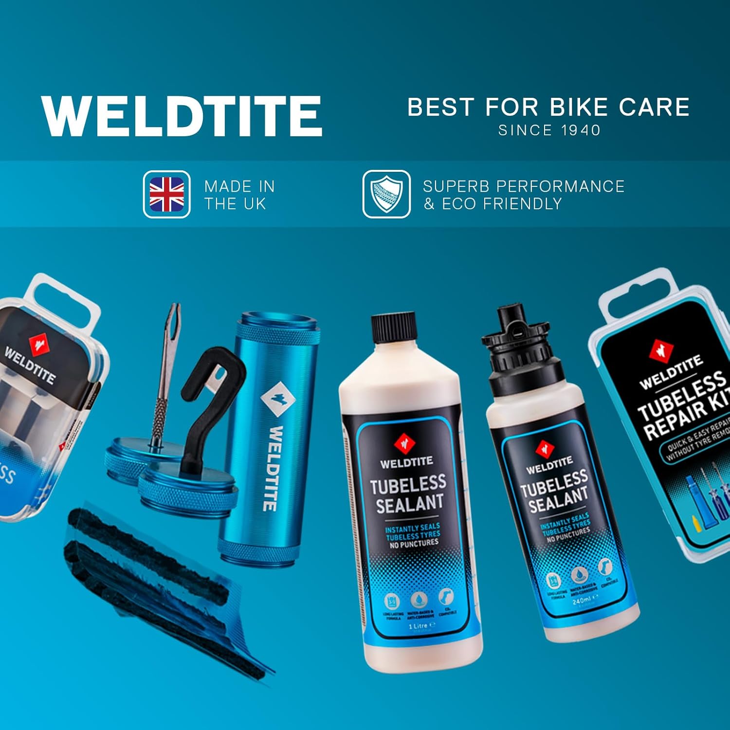 WELDTITE Tubeless Tyre Repair Kits and Sealant for Bikes