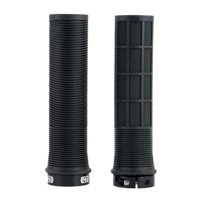 Oxford Driver Lock-on MTB Grips – Dual Profile for Outstanding Grip, Soft Ribbed Compound, Bar End Plugs Included | Trail & Urban Cycling