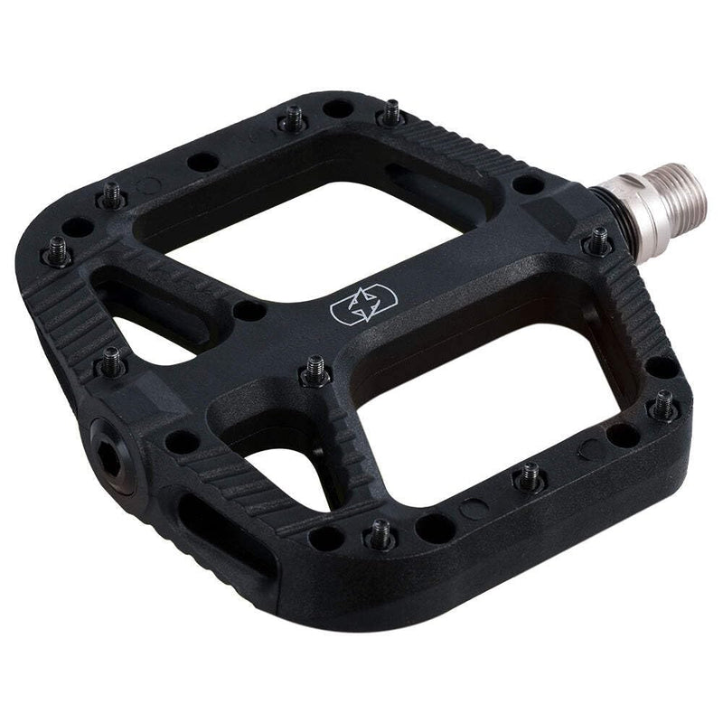 Oxford Loam 20 Nylon Flat Pedals – Durable Composite Body, Cro-Mo 9/16" Axle, Sealed Bearings, 10 Grip Pins | MTB, Trail & Urban Use