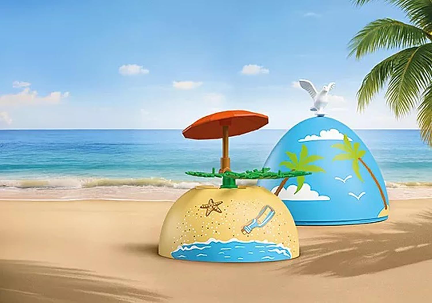 Playmobil 72101 Play Egg: Beach Holiday – Surprise Egg with Figures, Turtle & Beach Accessories, Buildable Mini Scene, Reusable Egg Case For Boys and Girls Ages 4+