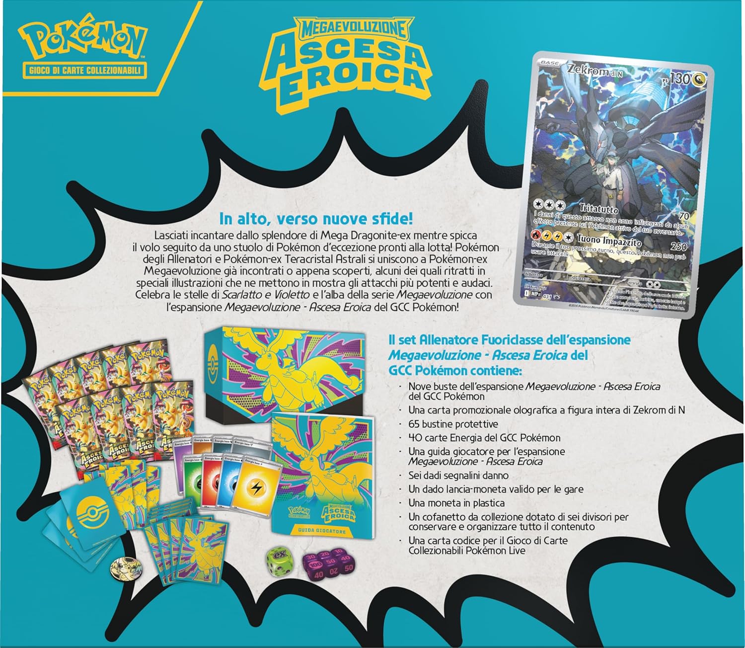 Pokémon: set Allenatore Fuoriclasse dell’espansione Megaevoluzione - Ascesa Eroica del GCC Pokémon (una carta promozionale a figura intera, nove buste di espansione e accessori premium
