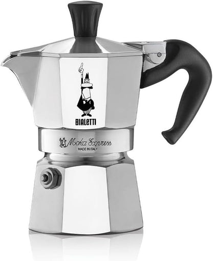 Bialetti Moka Express Aluminium Stovetop Coffee Maker (2 Cup), 8x11x11 cm, Silver