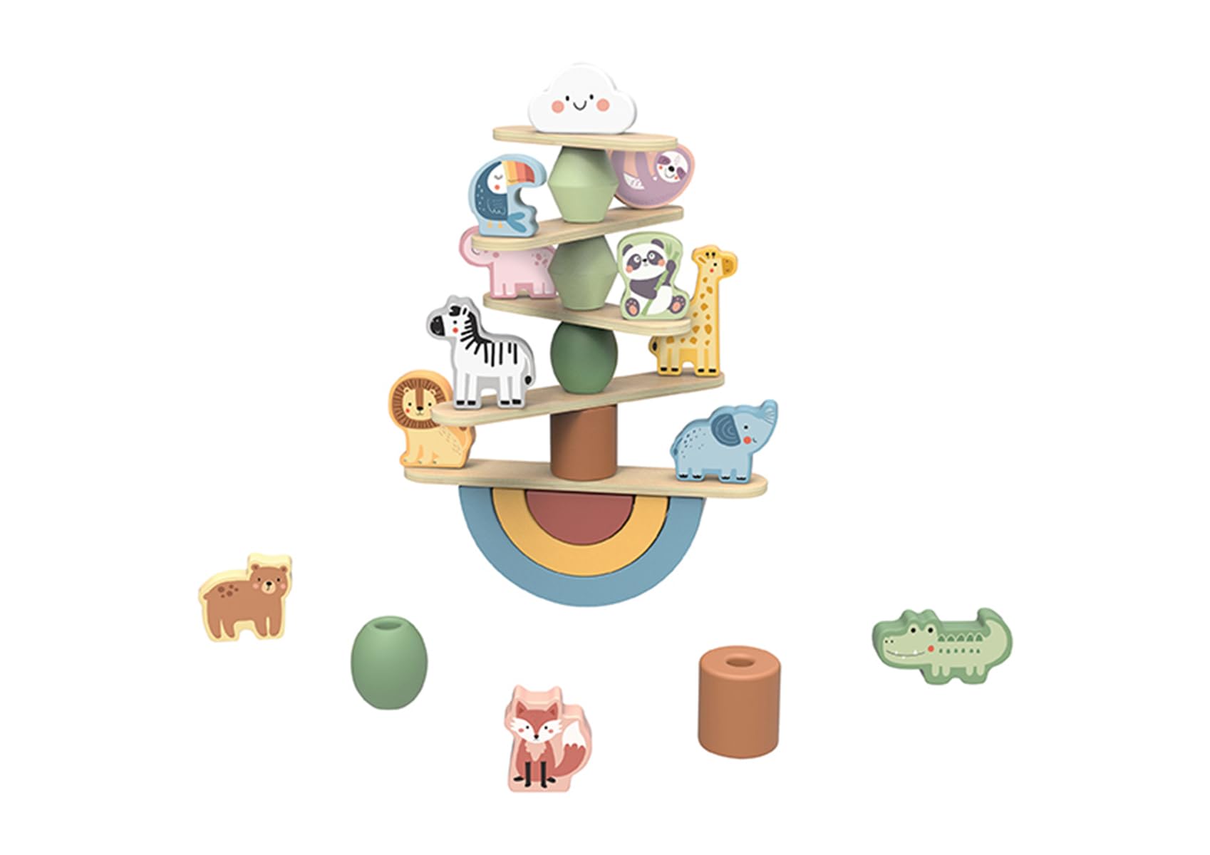 Wooden Stacking Animals Toy Playset, 18 Months+, 600g