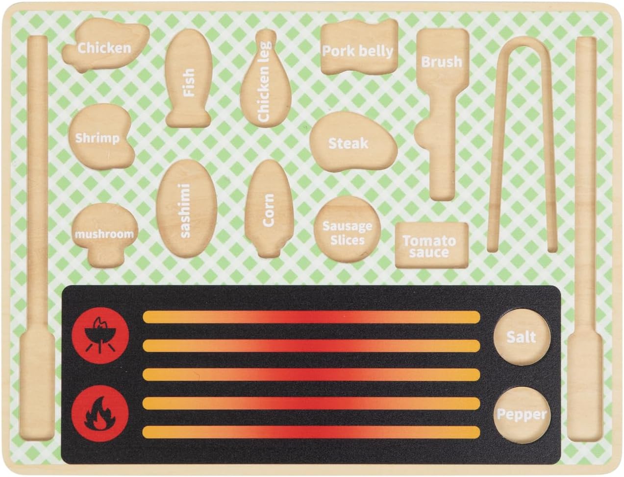 Wooden Grill Play Set, Pretend Play Toy, Ages 3+, 22.5x29.5x11.6 cm