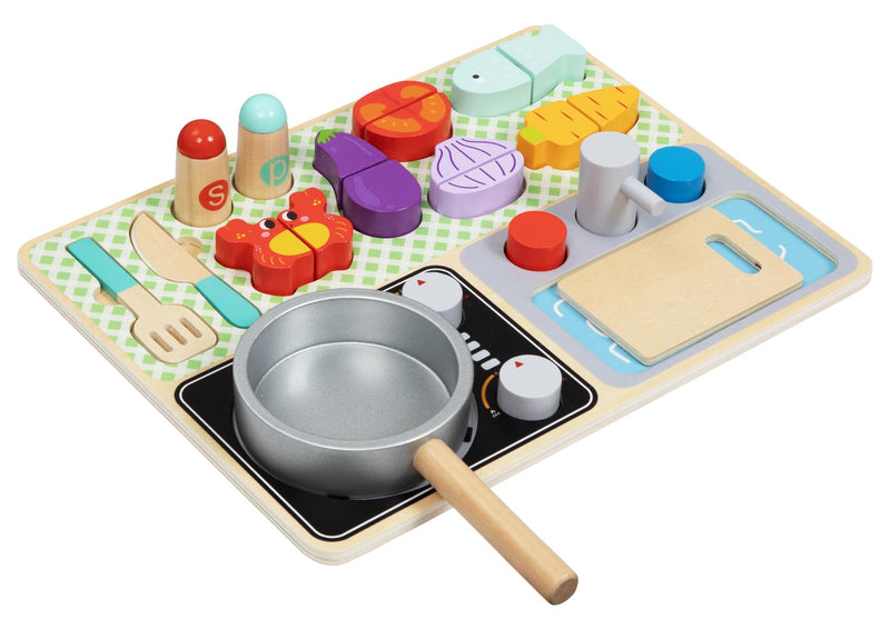 Wooden Kitchen Play Set, Pretend Play Toy, Ages 3+, 25.3x32.2x42.8 cm