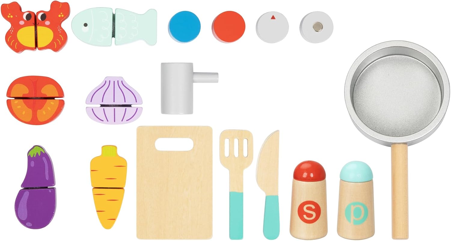 Wooden Kitchen Play Set, Pretend Play Toy, Ages 3+, 25.3x32.2x42.8 cm
