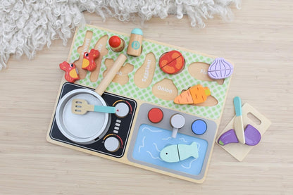 Wooden Kitchen Play Set, Pretend Play Toy, Ages 3+, 25.3x32.2x42.8 cm