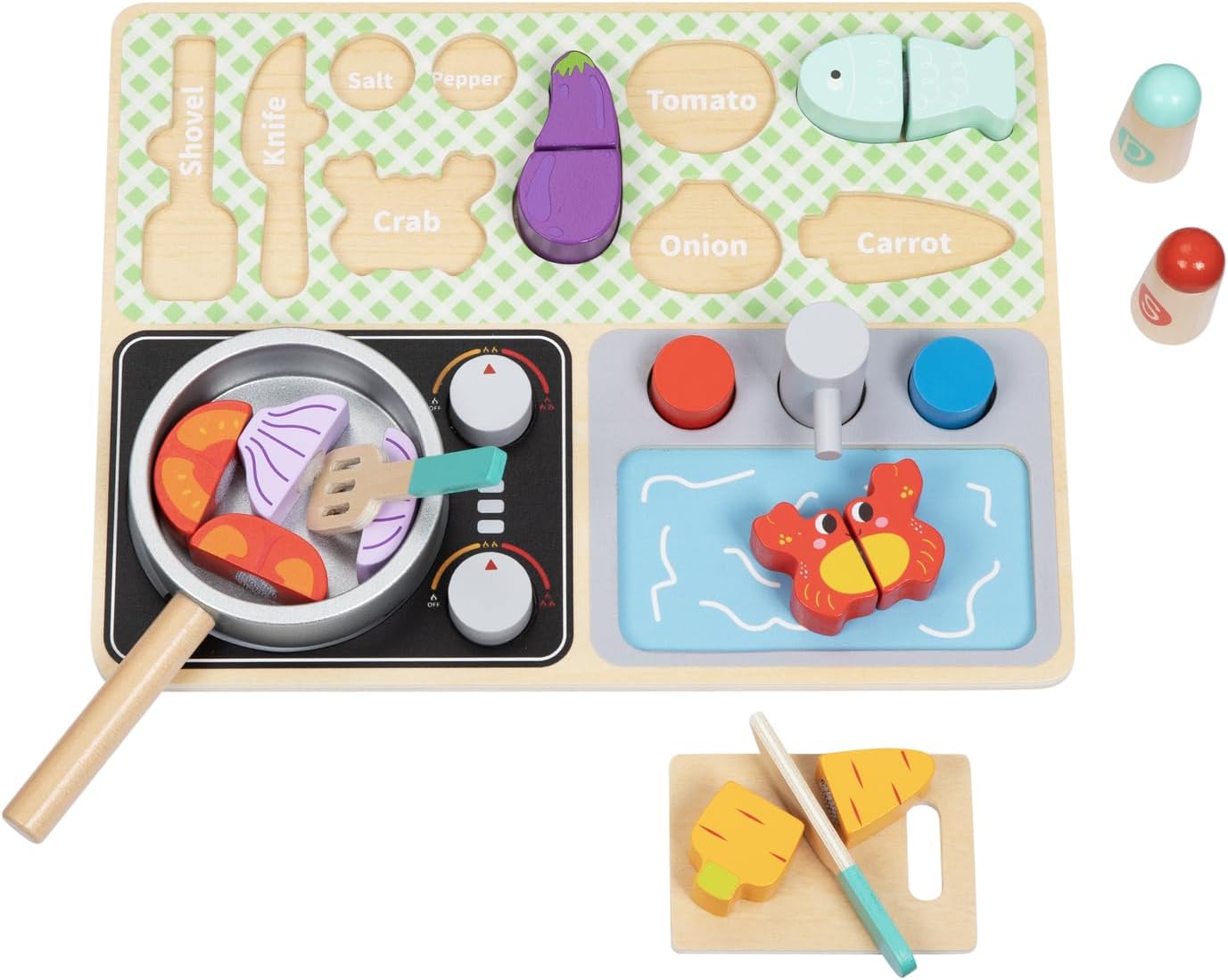 Wooden Kitchen Play Set, Pretend Play Toy, Ages 3+, 25.3x32.2x42.8 cm
