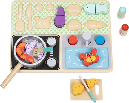 Wooden Kitchen Play Set, Pretend Play Toy, Ages 3+, 25.3x32.2x42.8 cm