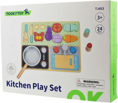 Wooden Kitchen Play Set, Pretend Play Toy, Ages 3+, 25.3x32.2x42.8 cm