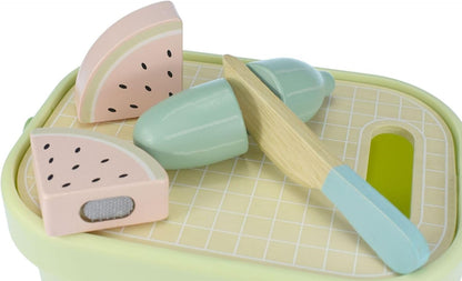 Wooden Cutting Food Set, Pretend Play Toy, Ages 3+, with Storage Basket, 1.1 kg
