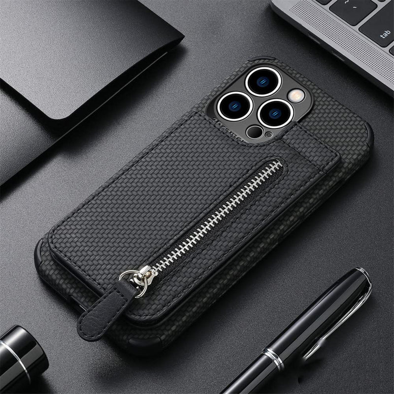 Zipper Cards Wallet Leather Phone Case For iPhone 13 12 Mini 11 Pro Max X XS XR 8 7 6 6S Plus SE 2020 Purse Card Holder Cover,Black,For iPhone 13Pro