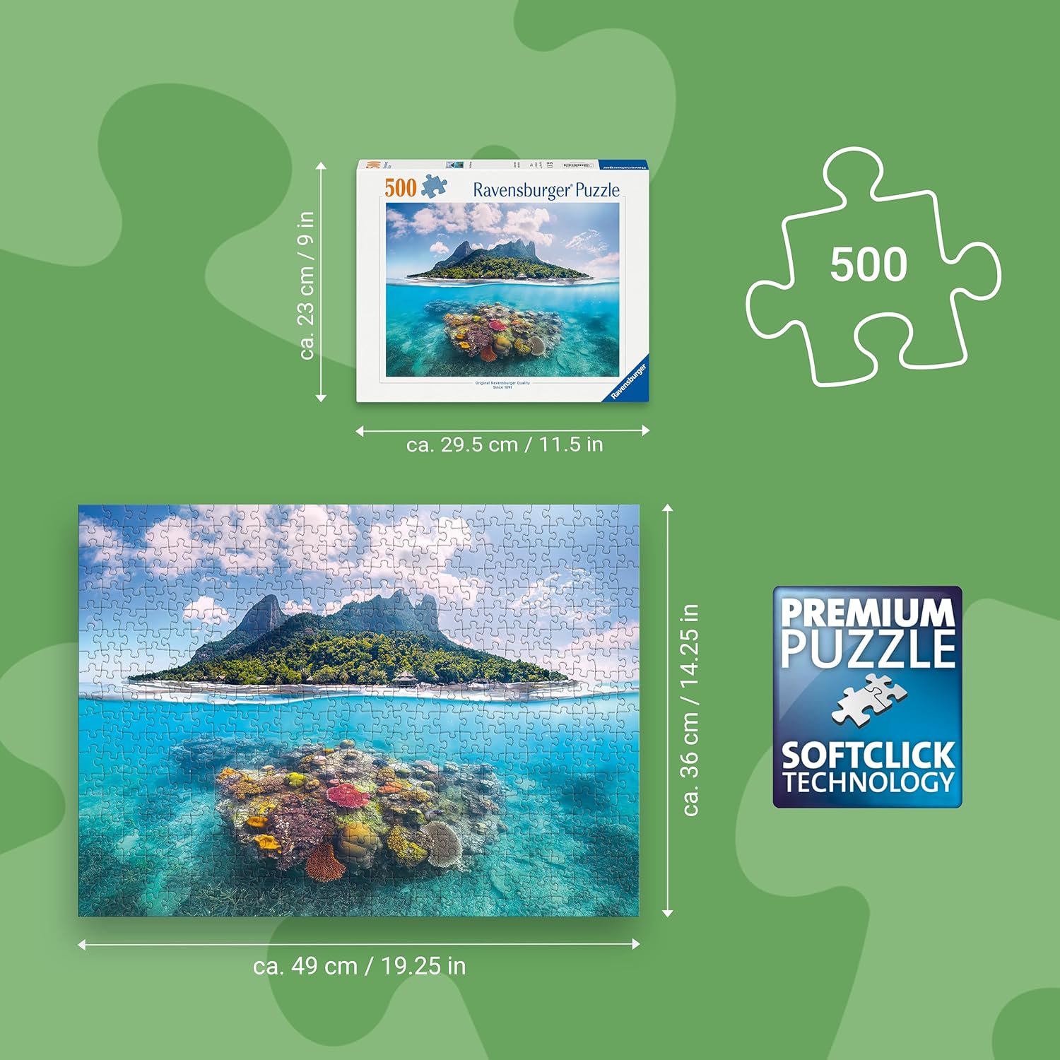 Erwachsenenpuzzle 500 Teile - Insel und Korallenwelt