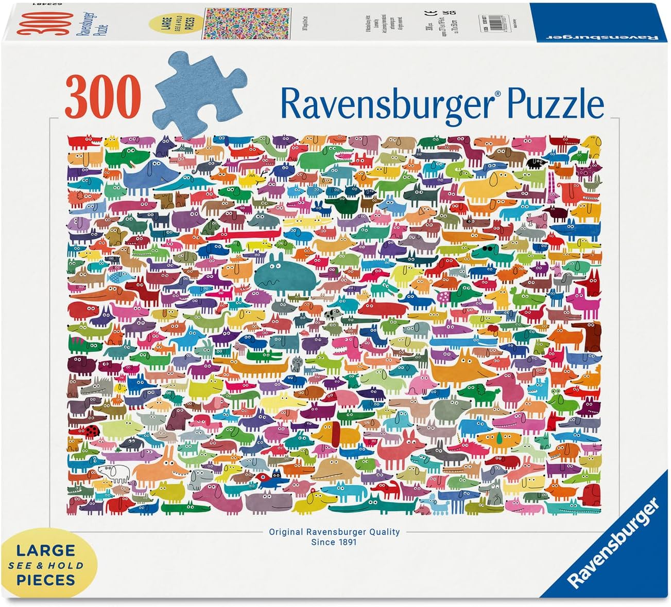 Ravensburger 387 Dogs & One Cat groot formaat 300 stukjes puzzel voor volwassenen