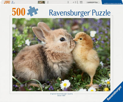 Ravensburger - 500 piece puzzle - Rabbit and Chick (Baby Animal Collection) - Adults and Children from 12 years old - High quality puzzle - 12001900