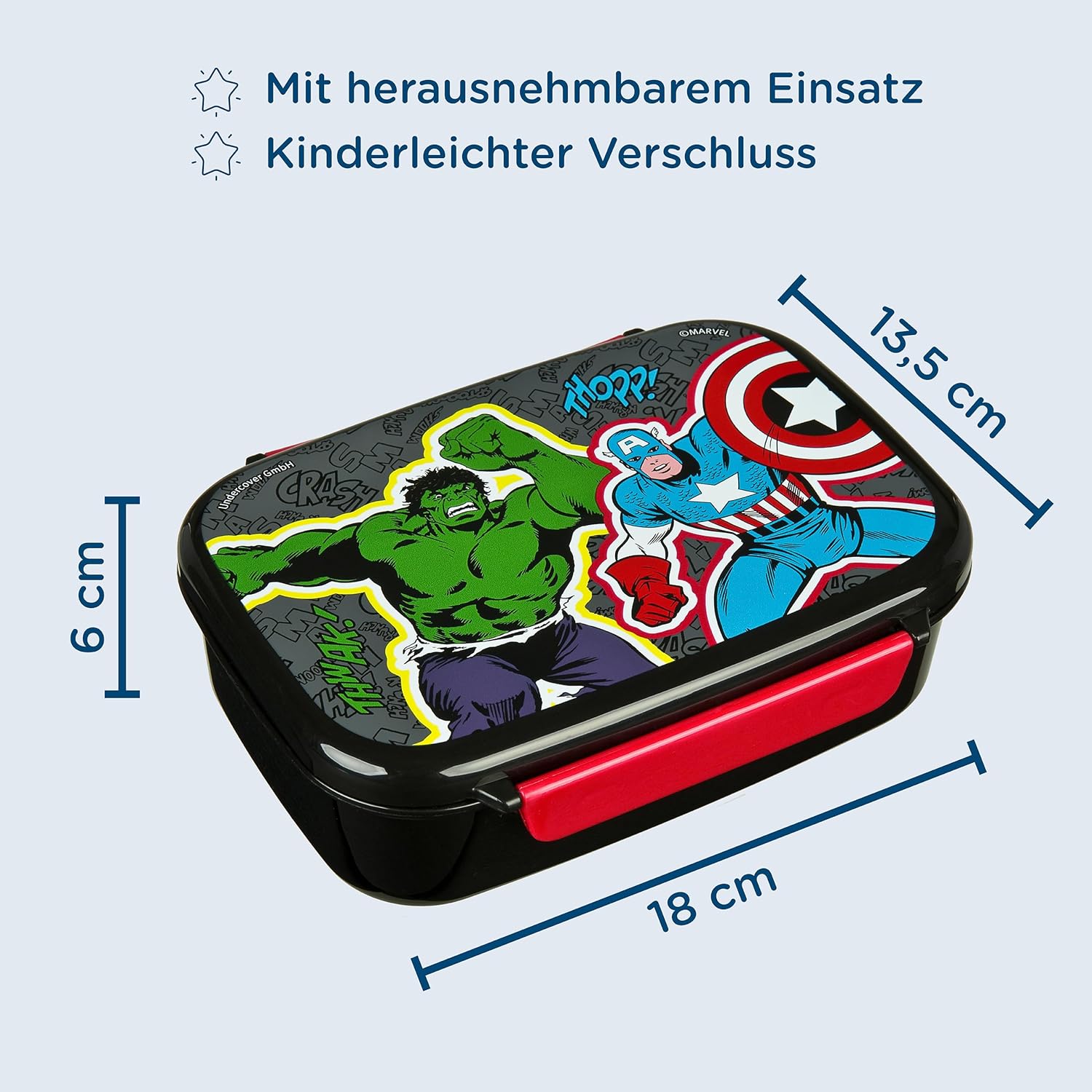 Scooli – Avengers set voor kinderen: snackbox + drinkfles, perfect voor school/kleuterschool, vanaf 4 jaar, licht en veilig kunststof