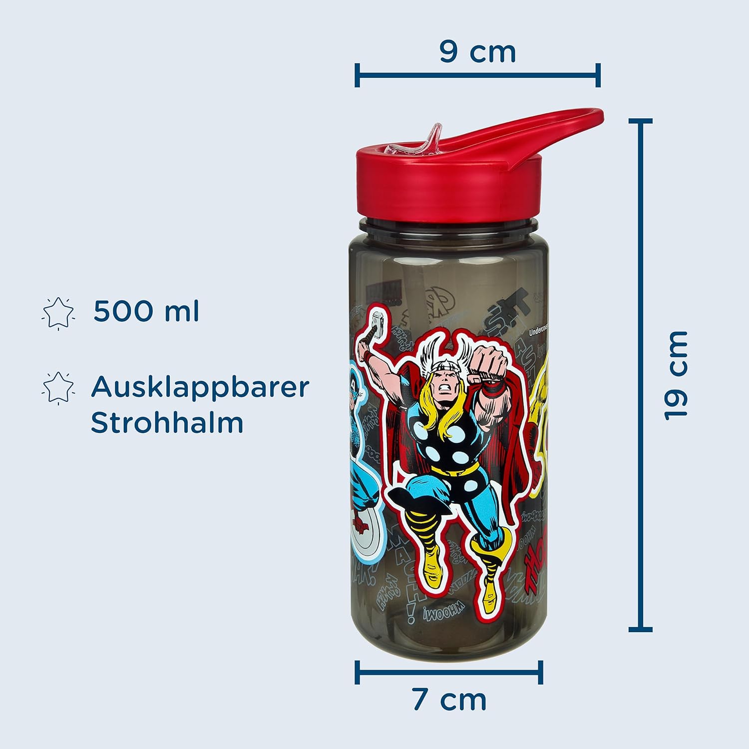 Scooli – Avengers set voor kinderen: snackbox + drinkfles, perfect voor school/kleuterschool, vanaf 4 jaar, licht en veilig kunststof