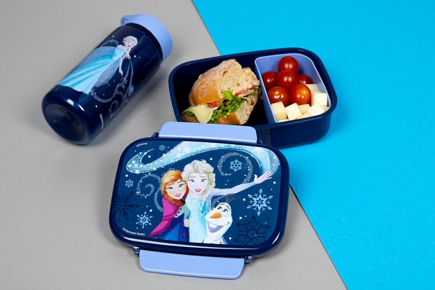 Scooli – Frozen set voor kinderen: snackbox + drinkfles, perfect voor school/kleuterschool, vanaf 4 jaar, licht en veilig kunststof