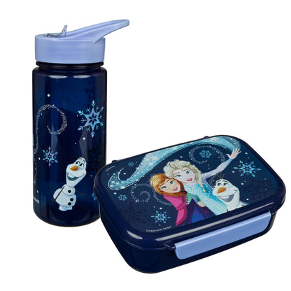 Scooli – Frozen set voor kinderen: snackbox + drinkfles, perfect voor school/kleuterschool, vanaf 4 jaar, licht en veilig kunststof