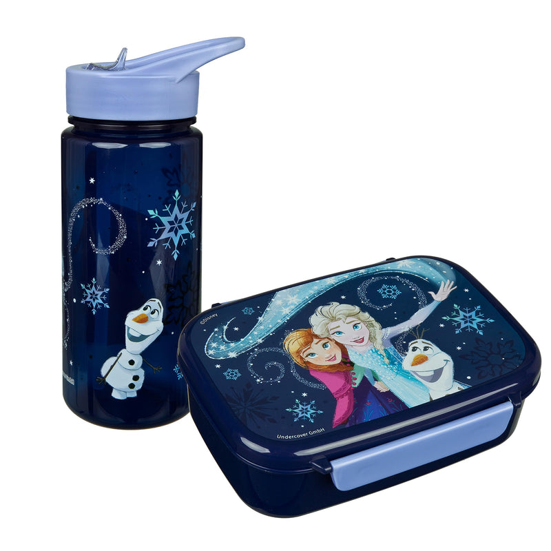 Scooli – Frozen set voor kinderen: snackbox + drinkfles, perfect voor school/kleuterschool, vanaf 4 jaar, licht en veilig kunststof
