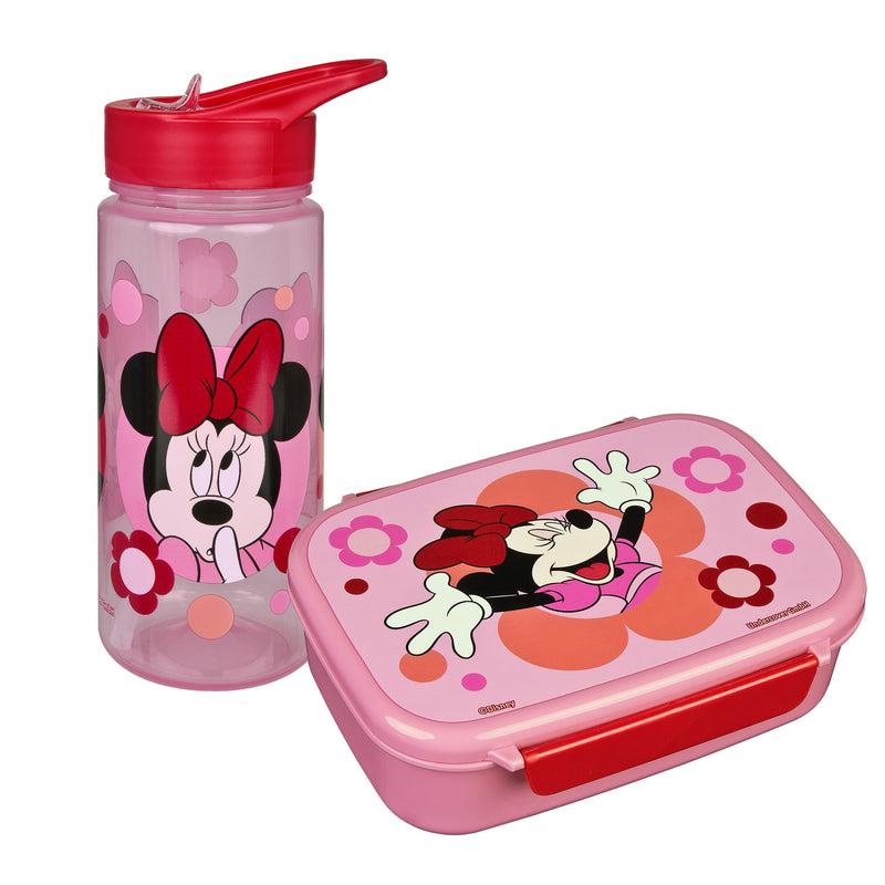 Scooli – Minnie Mouse set voor kinderen: snackbox + drinkfles, perfect voor school/kleuterschool, vanaf 4 jaar, licht en veilig kunststof