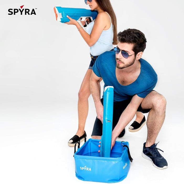 Spyra Draagbare, opvouwbare duurzame wateremmer met riemen, stabiele versterkte randen - flexibel en stevig materiaal voor buiten/tuin (blauw