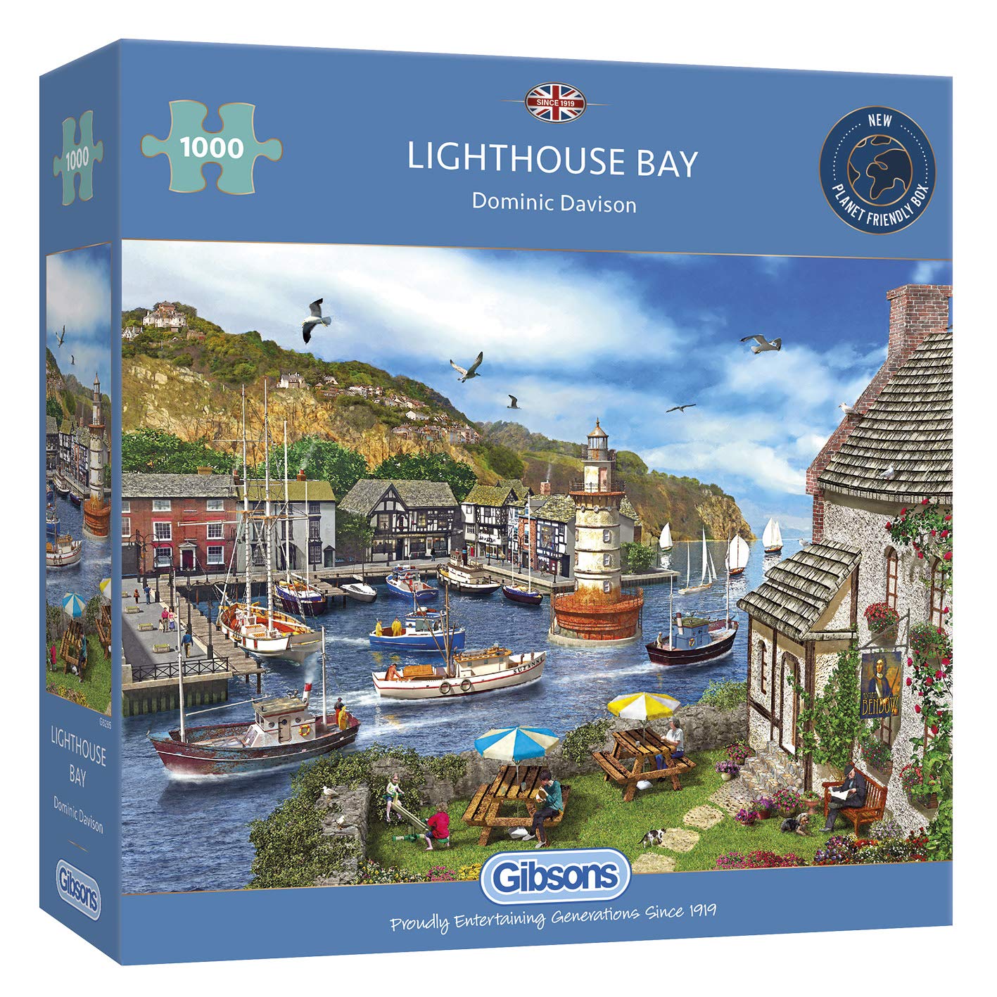 Lighthouse Bay | 1000 stukjes legpuzzel | Britse kustpuzzel | duurzame puzzel voor volwassenen | premium 100% gerecycled bord | geweldig cadeau voor volwassenen | Gibsons Games