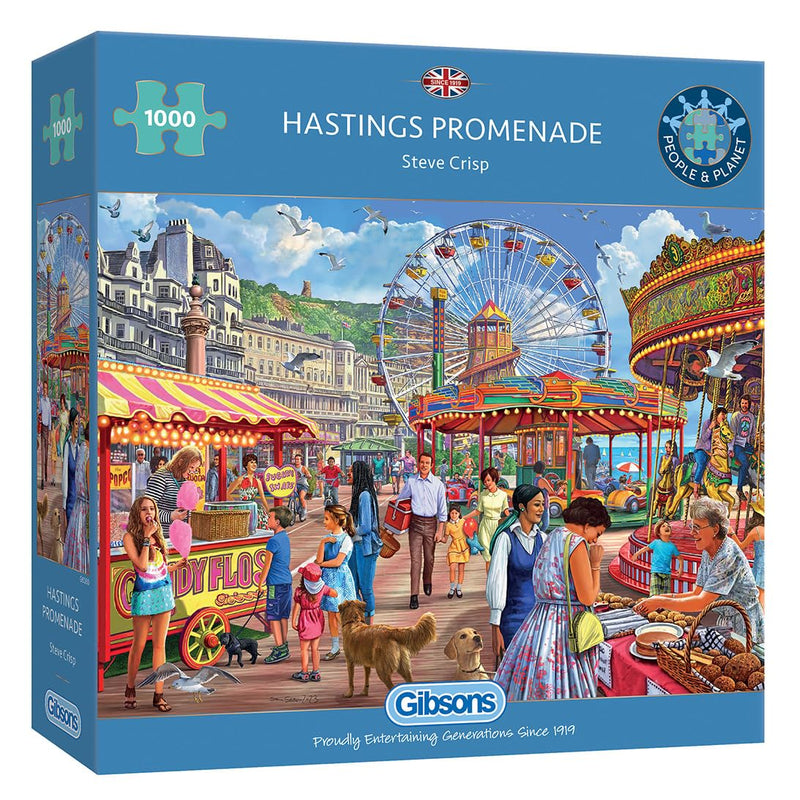 Gibsons Hastings Promenade 1000-teiliges Puzzle, Meeresnostalgie, nachhaltiges Puzzle für Erwachsene und Teenager, hochwertiges 100% recyceltes Brett, tolles Geschenk, Gibsons Games