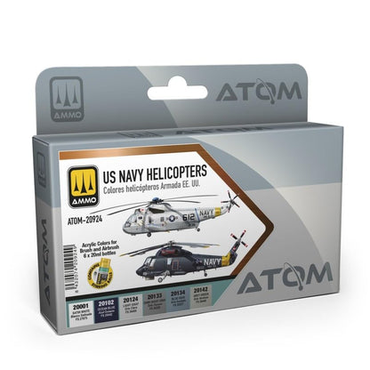 Mig Jimenez AMMO by ATOM US Navy Helicopter Acrylic Paint Set - 6 Colors High Durability | Quick Dry, Non-Toxic and Self-Leveling | Model ATOM-20924