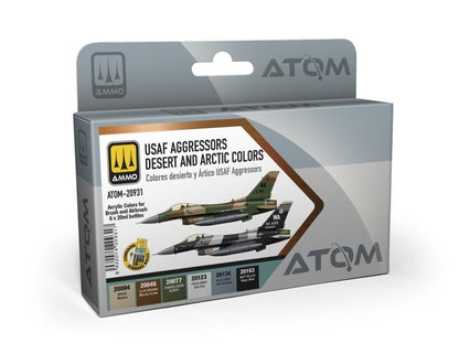 Mig Jimenez AMMO by ATOM Desert and Arctic USAF Aggressors Acrylic Paint Set - 6 Colors of High Durability | Quick-Drying, Non-Toxic and Self-Leveling | Model ATOM-20931