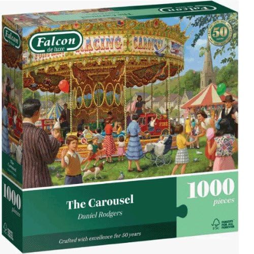 Falcon The Carrousel - 1000 Stukjes Puzzel voor Volwassenen - Prachtig Geïllustreerde 1000 Stuks Volwassen Decoupeerzagen - Leuk Cadeau en Activiteit voor Thuis, Puzzels voor Regenachtige Dagen