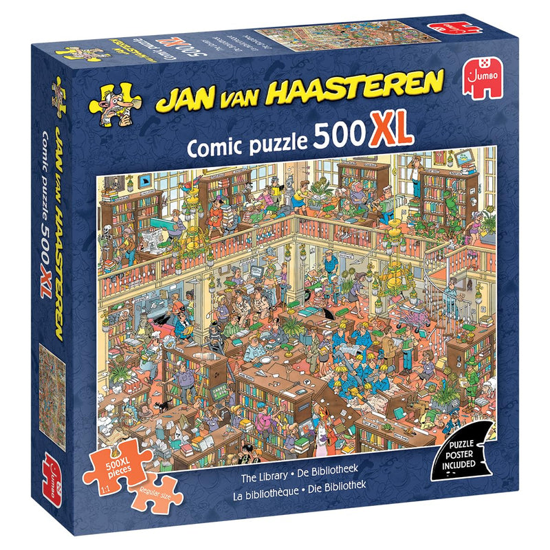 Jan Van Haasteren De Bibliotheek – 500XL Stukjes Puzzel voor Volwassenen – Grote 500-delige Legpuzzel – 100% Gerecycled Karton – 500 Stukjes Jigsaw – Grappige Breinbreker voor Verjaardag & Kerst