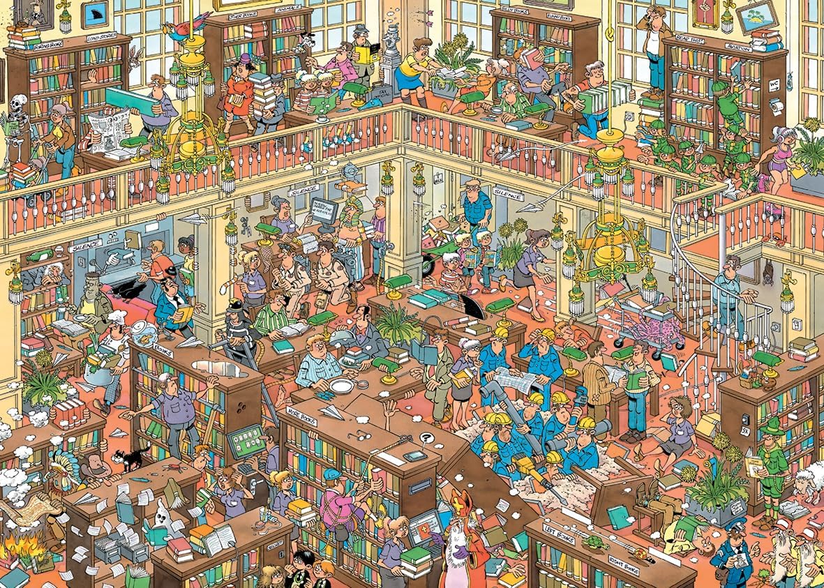 Jan Van Haasteren De Bibliotheek – 500XL Stukjes Puzzel voor Volwassenen – Grote 500-delige Legpuzzel – 100% Gerecycled Karton – 500 Stukjes Jigsaw – Grappige Breinbreker voor Verjaardag & Kerst