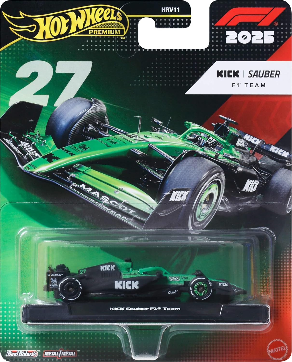 Hot Wheels 1:64 Scale Premium Die-Cast Formula 1 Collectible Toy Race Car with Real Riders Tires & Metal/Metal Body & Chassis (Styles May Vary