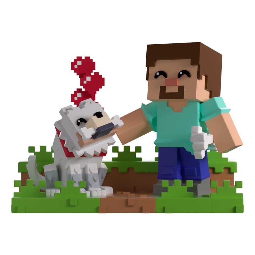 Minecraft - Statuetta in vinile Taming a Wolf, 10 cm