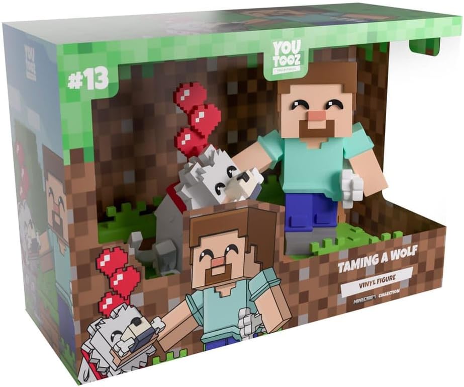 Minecraft - Statuetta in vinile Taming a Wolf, 10 cm