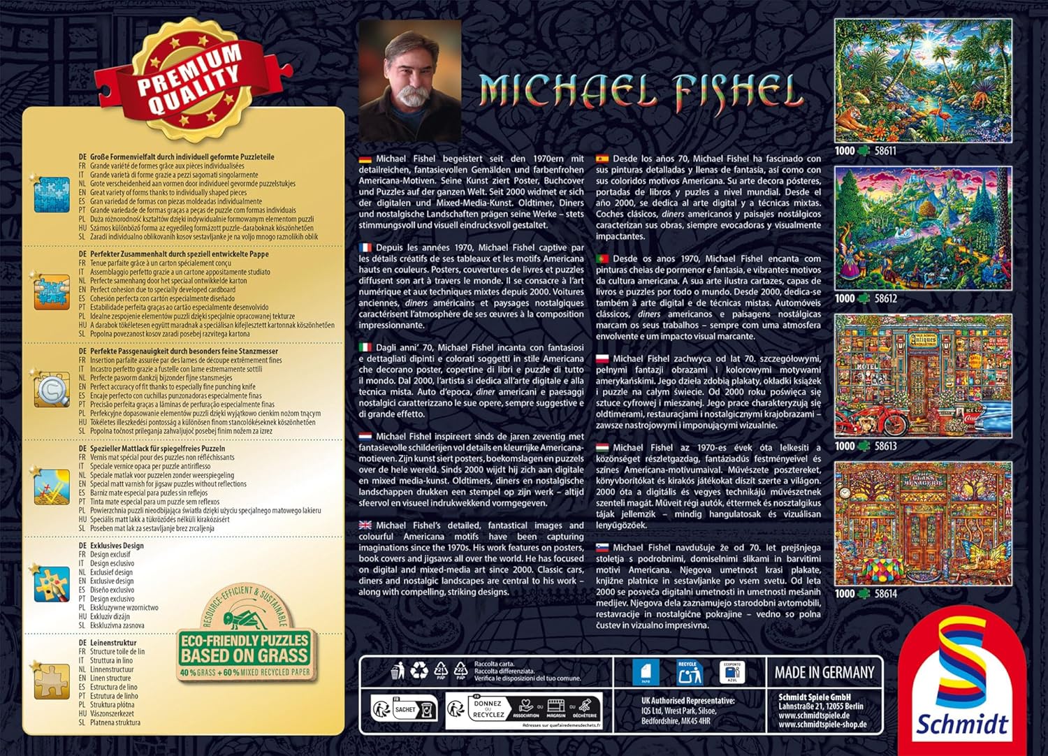 Schmidt Spiele 58613 Treasures of Yesteryear Michael Fishel 1000 Piece Grass Cardboard Jigsaw Puzzle