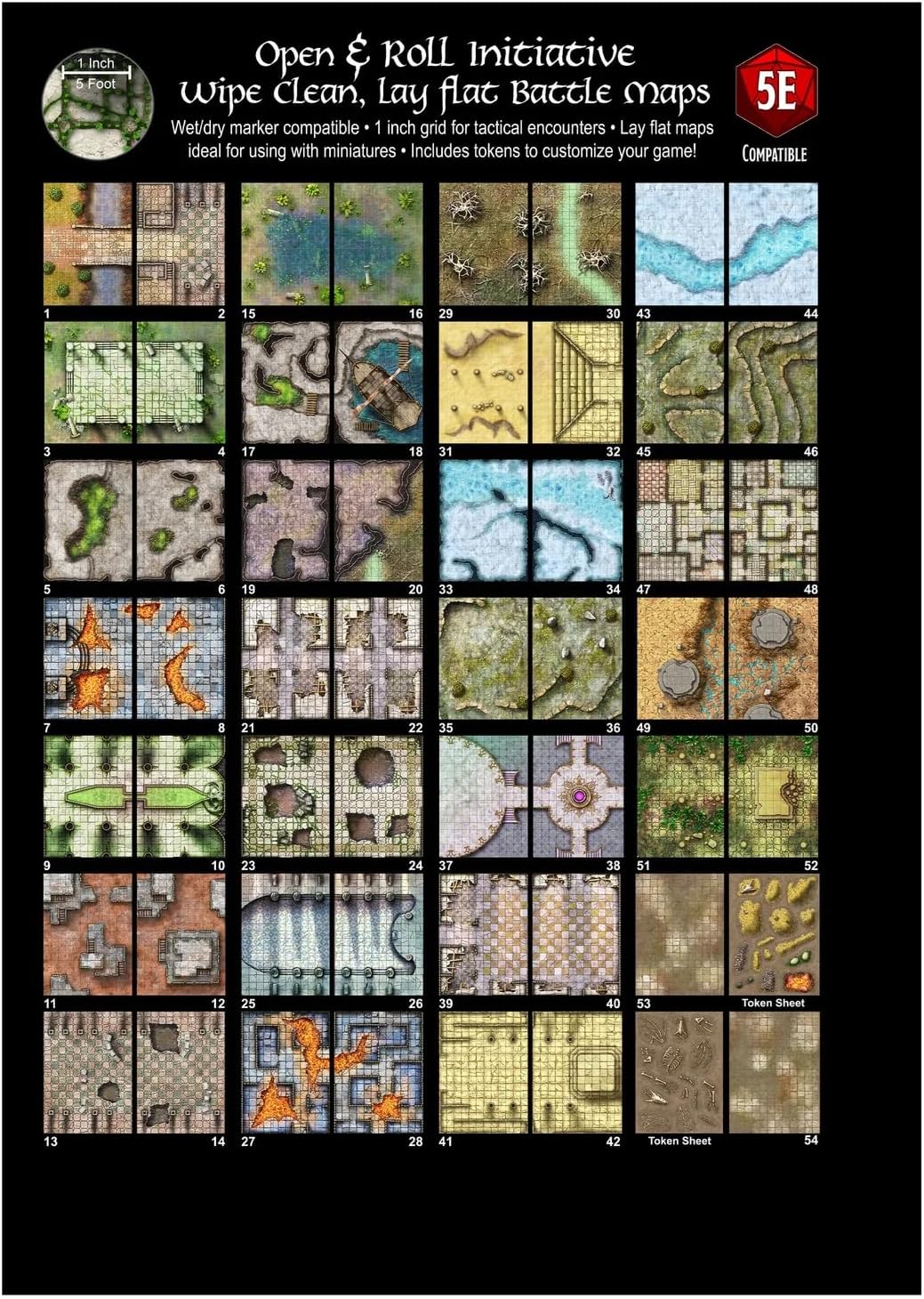 Giant Book of Battle Mats Dragon Lairs & Dungeons by Loke | Ages 14+ | 1+ Players | Reusable, Marker-Friendly Encounter Maps for Tabletop Roleplaying with Miniatures, Tokens & 3D Scenery
