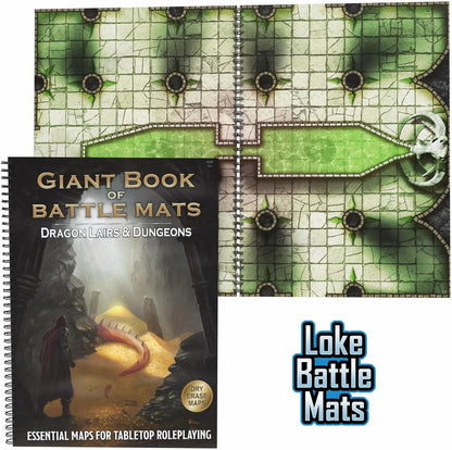 Giant Book of Battle Mats Dragon Lairs & Dungeons by Loke | Ages 14+ | 1+ Players | Reusable, Marker-Friendly Encounter Maps for Tabletop Roleplaying with Miniatures, Tokens & 3D Scenery