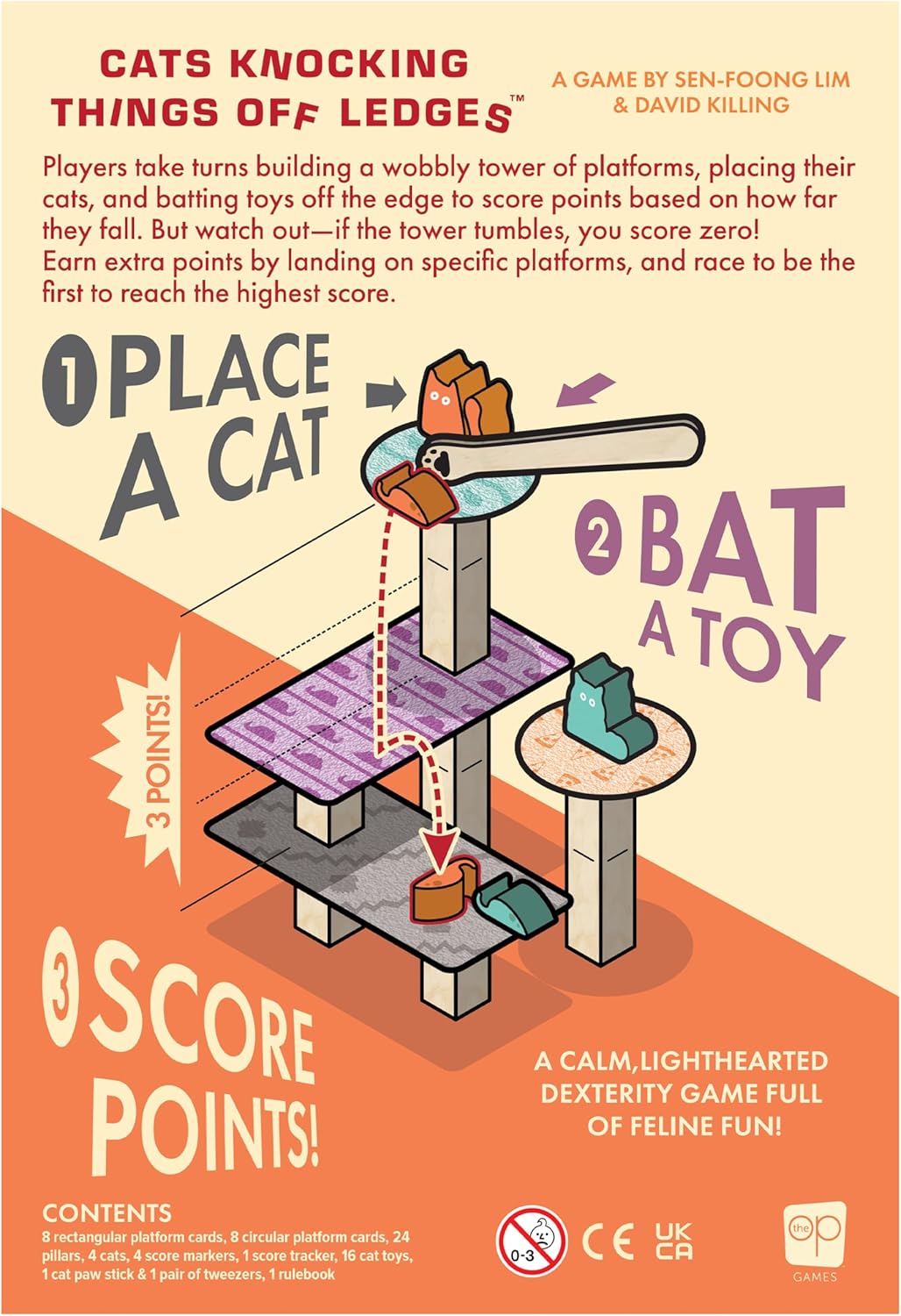 USAopoly | Cats Knocking Things Off Ledges | Balancing Party Game | Ages 10+ | 2-4 Players | 15+ Minutes Playing Time