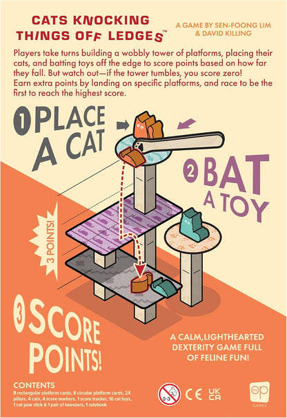 USAopoly | Cats Knocking Things Off Ledges | Balancing Party Game | Ages 10+ | 2-4 Players | 15+ Minutes Playing Time