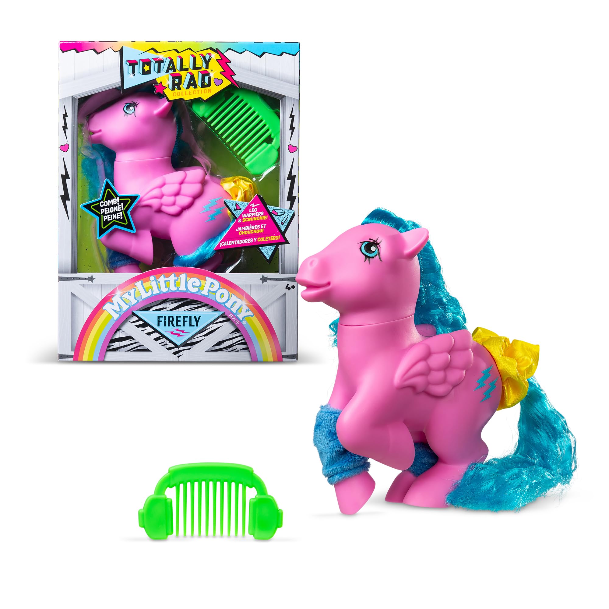 Basic Fun My Little Pony Totally Rad Firefly – 80s Retro Collectible Pony with Neon Styling & Comb – For Kids & Fans Ages 3+