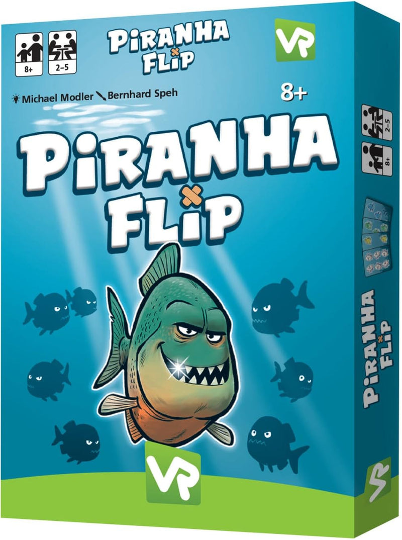 Piranha Flip Card Game, for 2-5 Players, Ages 8+, 40 Double-Sided Cards, Outsmart the Piranhas