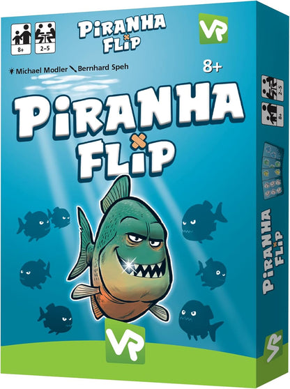 Piranha Flip Card Game, for 2-5 Players, Ages 8+, 40 Double-Sided Cards, Outsmart the Piranhas