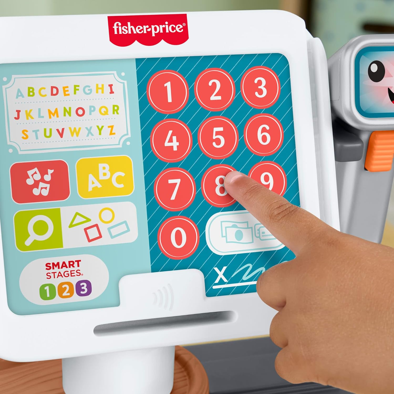 Fisher-Price Educatief Peuterpeelgoed, Leerplezier Tellen en Shoppen Kassa, speelwinkel met 20 onderdelen voor kinderen vanaf 2 jaar, meertalige versie, JGW97