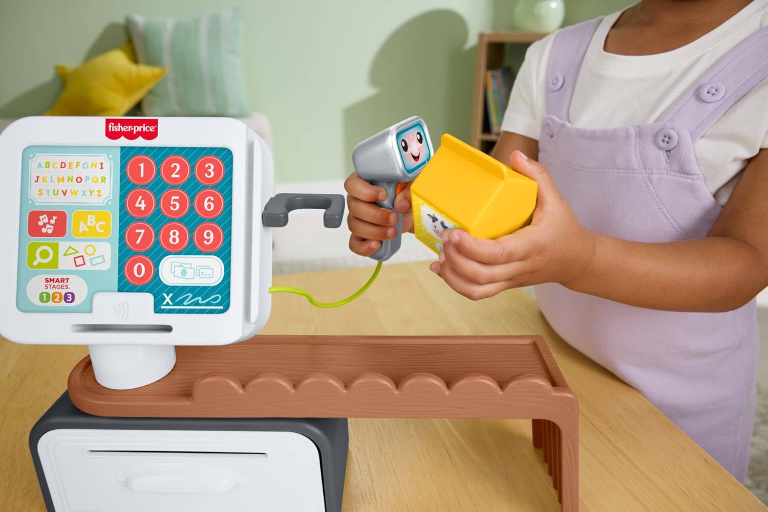 Fisher-Price Educatief Peuterpeelgoed, Leerplezier Tellen en Shoppen Kassa, speelwinkel met 20 onderdelen voor kinderen vanaf 2 jaar, meertalige versie, JGW97